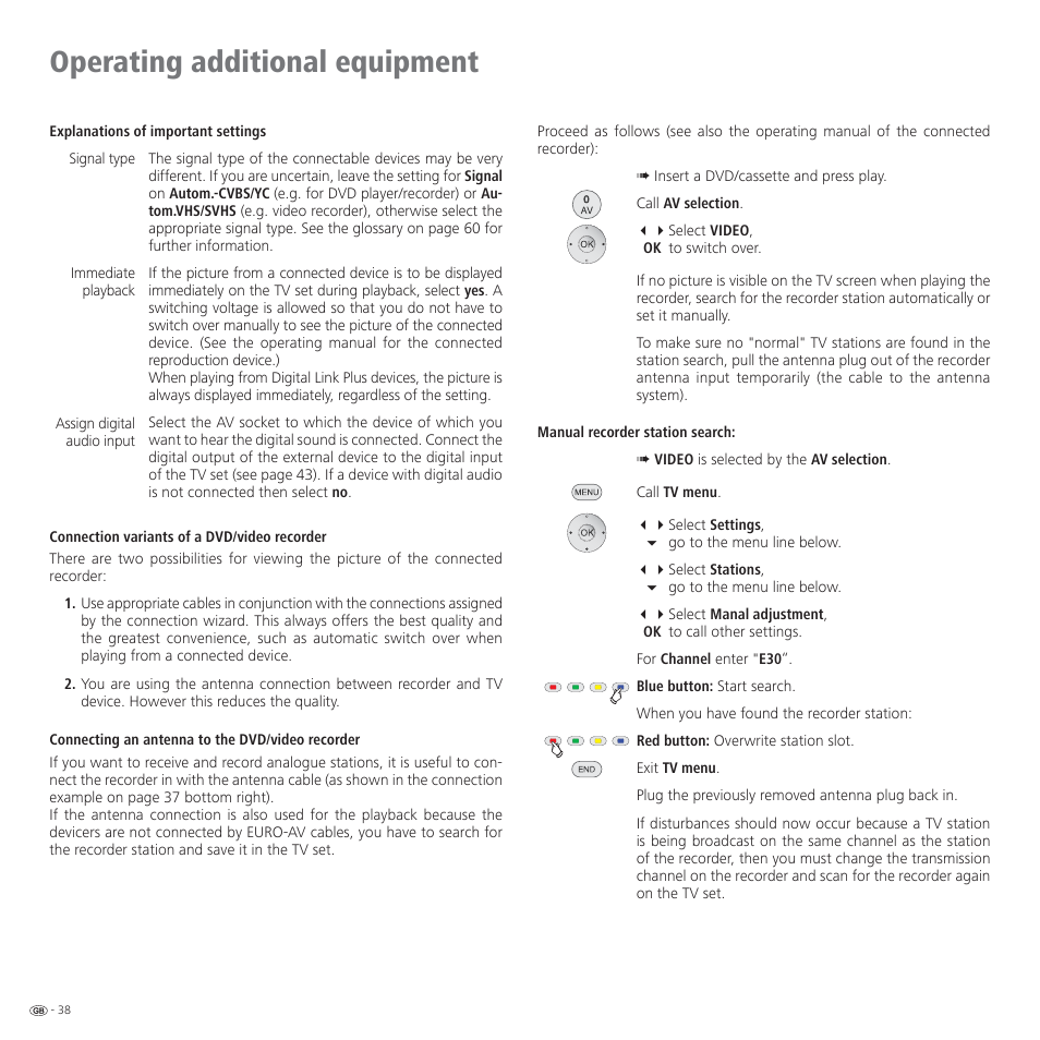Operating additional equipment | Loewe CONNECT 37 User Manual | Page 38 / 64