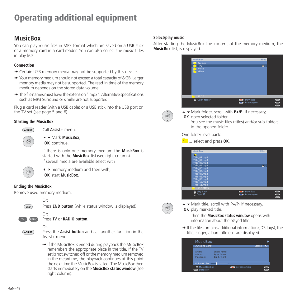 Operating additional equipment, Musicbox | Loewe CONNECT 37 User Manual | Page 48 / 64