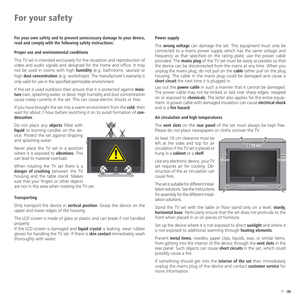 For your safety | Loewe CONNECT 37 User Manual | Page 9 / 64