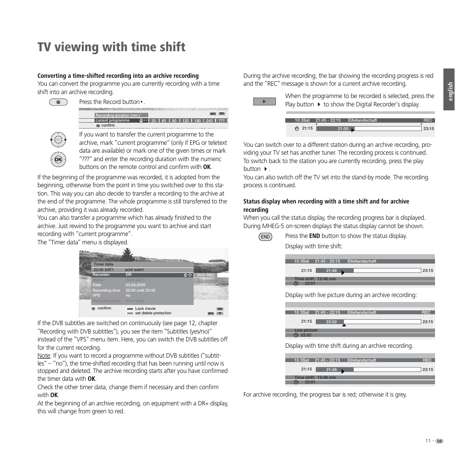 Tv viewing with time shift | Loewe Digital Recorder + User Manual | Page 11 / 22