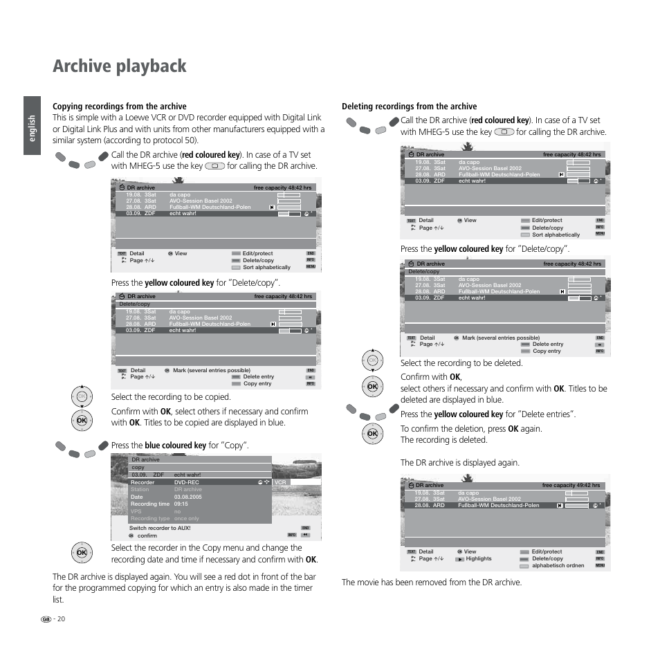 Archive playback, English | Loewe Digital Recorder + User Manual | Page 20 / 22