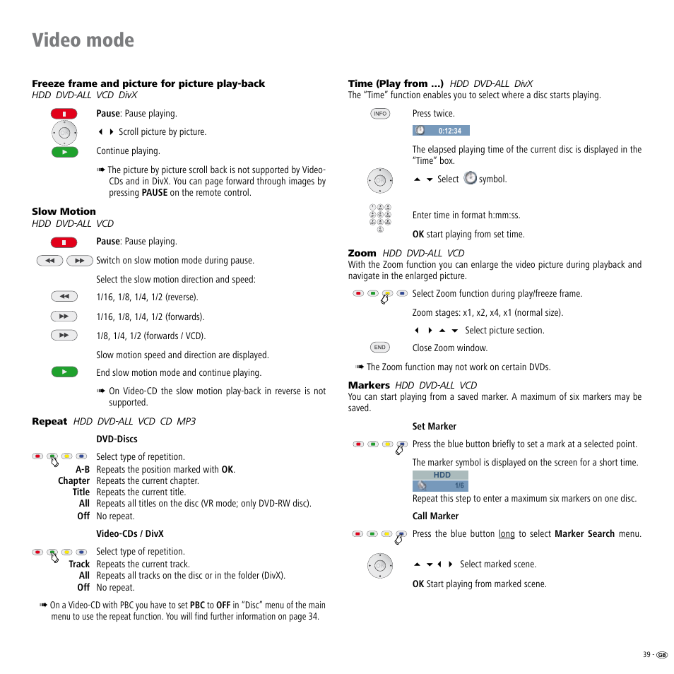 Video mode | Loewe Viewvision DR+DVB-T User Manual | Page 39 / 71