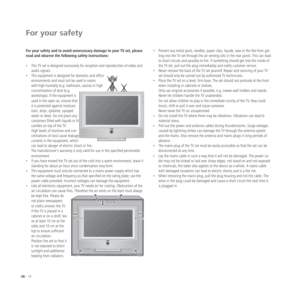 For your safety | Loewe L 32 User Manual | Page 10 / 46