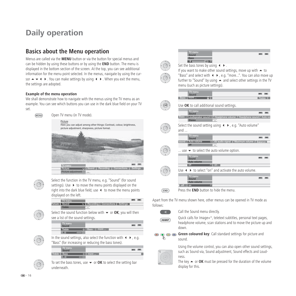Daily operation, Basics about the menu operation | Loewe L 32 User Manual | Page 16 / 46