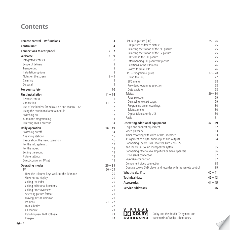 Loewe L 32 User Manual | Page 2 / 46