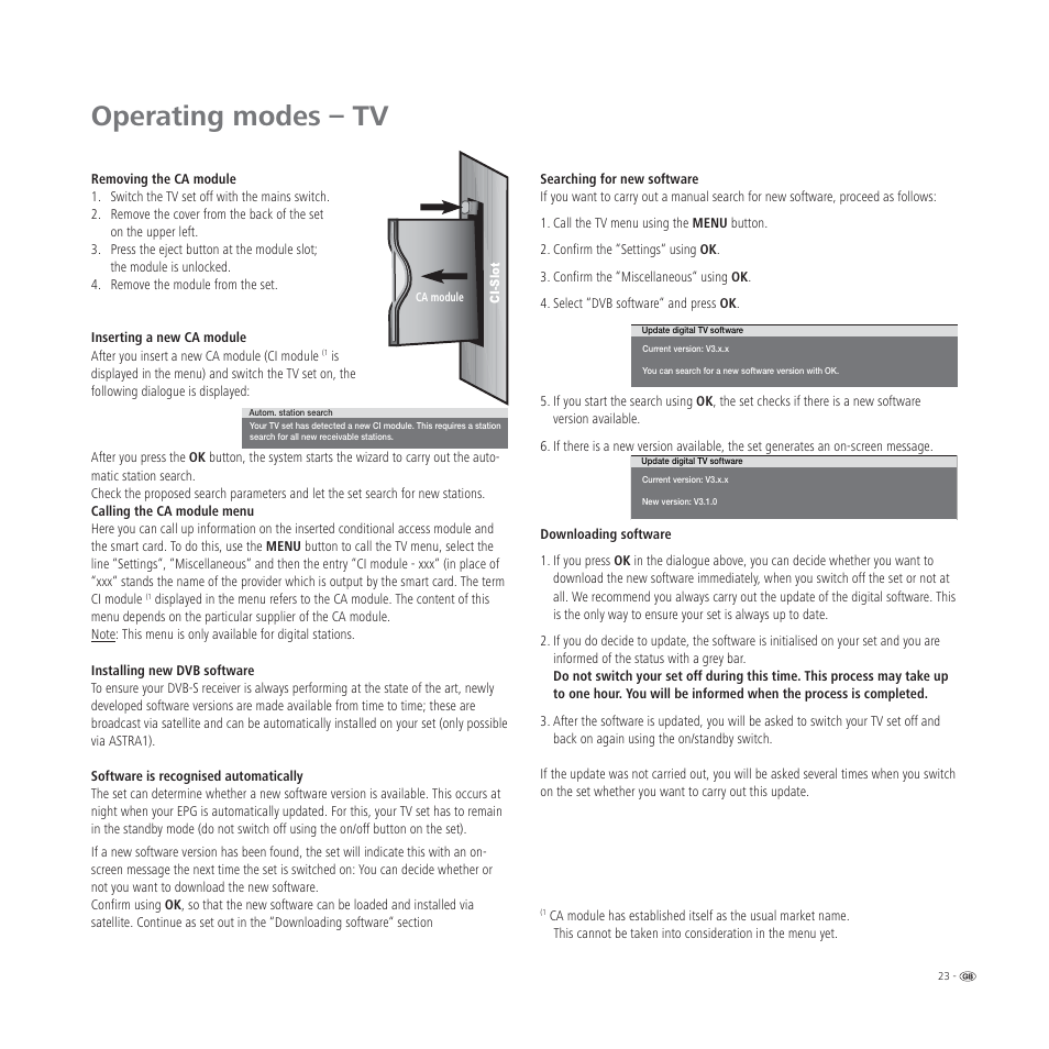 Operating modes – tv | Loewe L 32 User Manual | Page 23 / 46