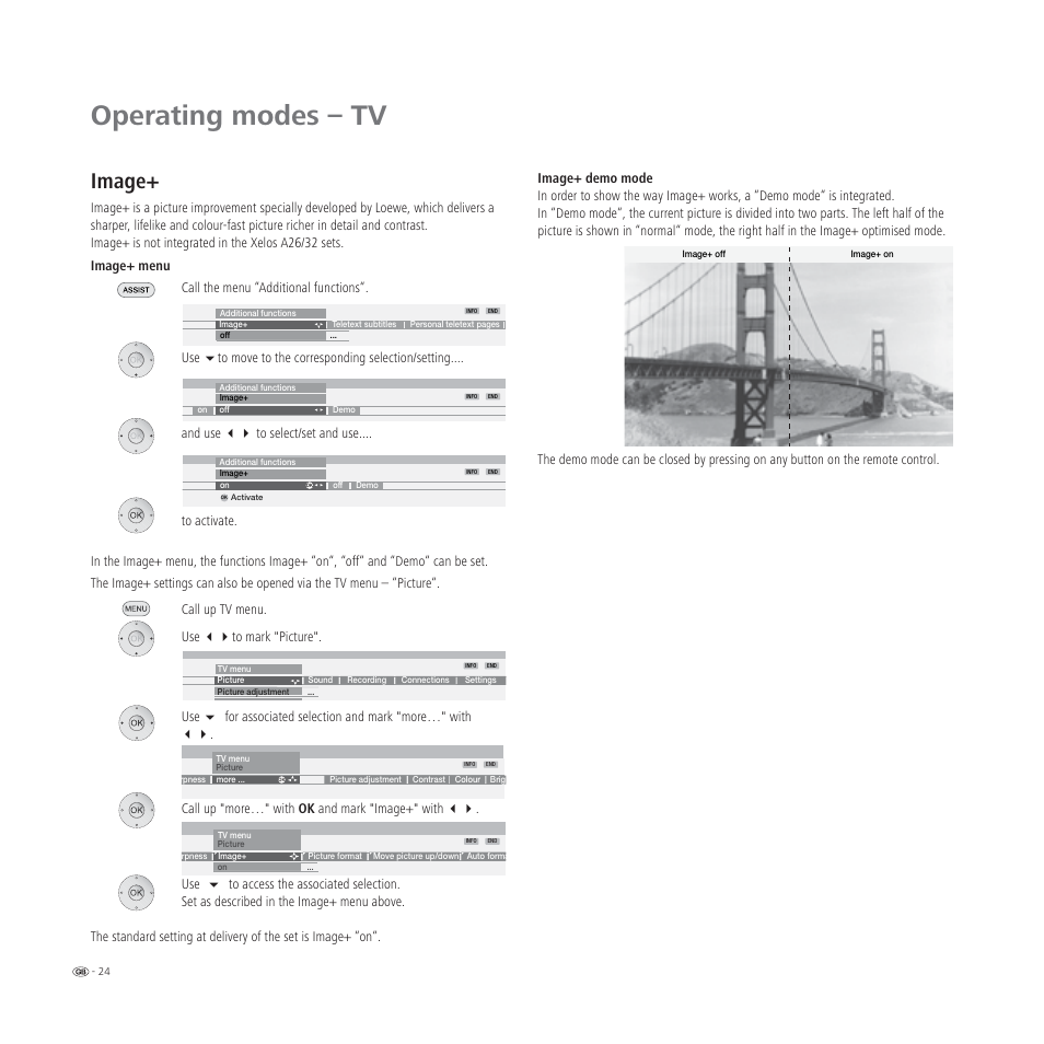 Operating modes – tv, Image | Loewe L 32 User Manual | Page 24 / 46