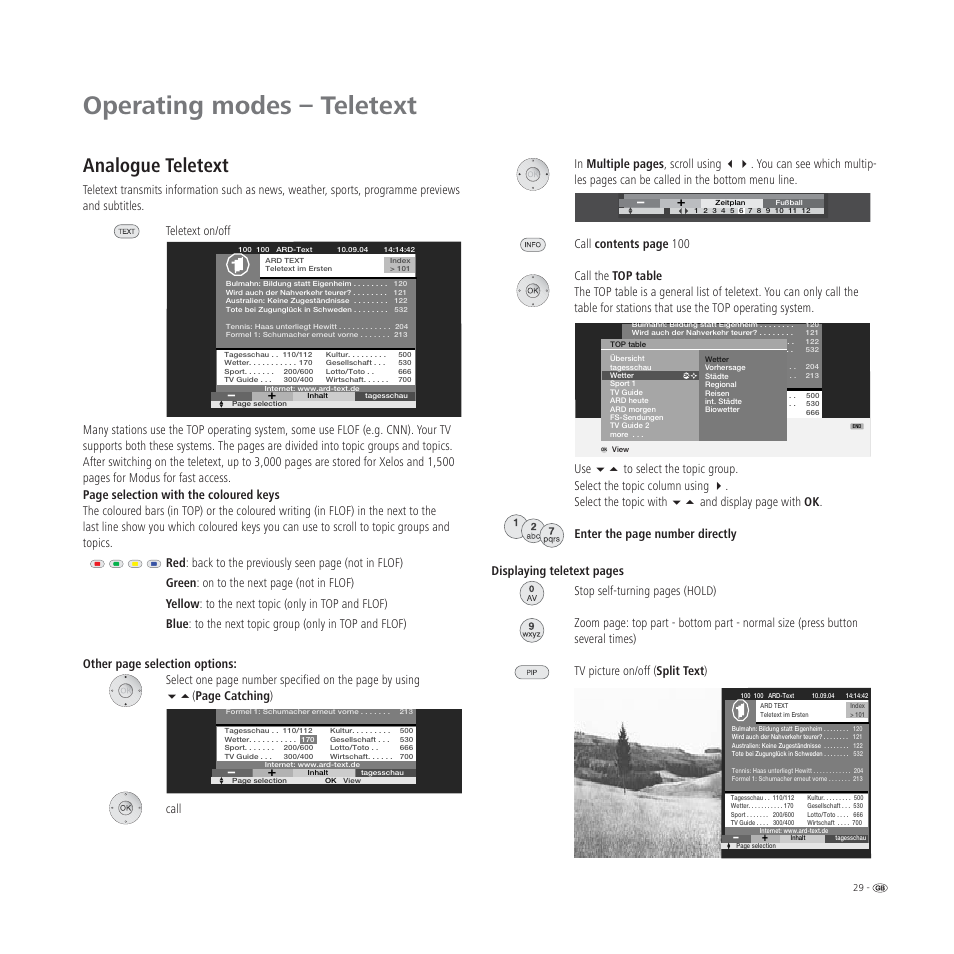 Operating modes – teletext, Analogue teletext | Loewe L 32 User Manual | Page 29 / 46
