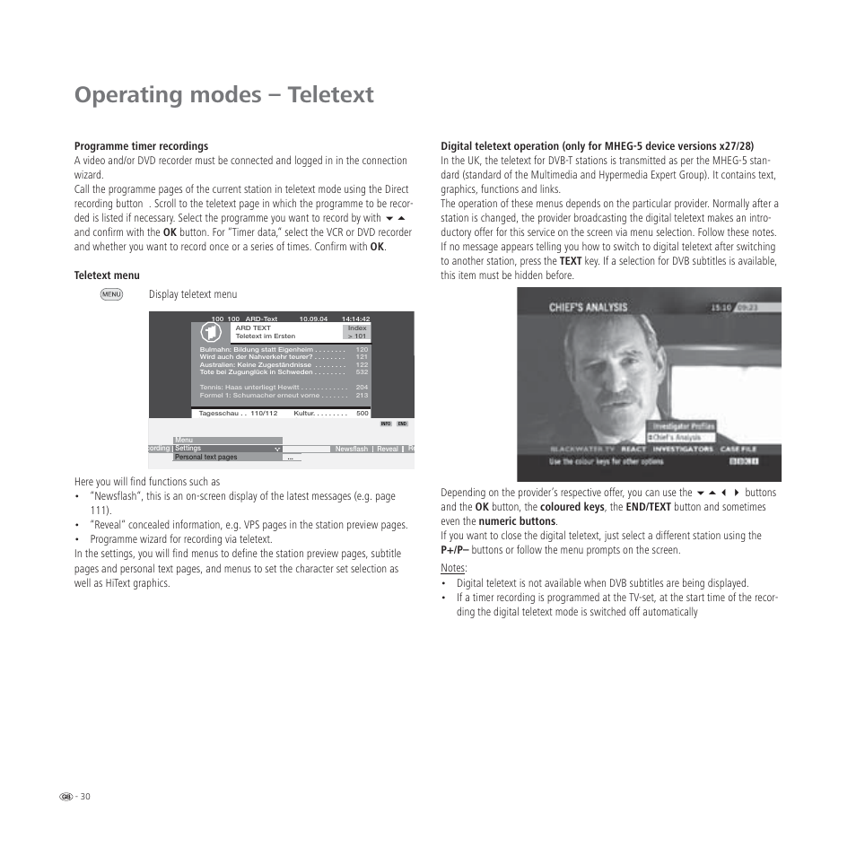 Operating modes – teletext | Loewe L 32 User Manual | Page 30 / 46
