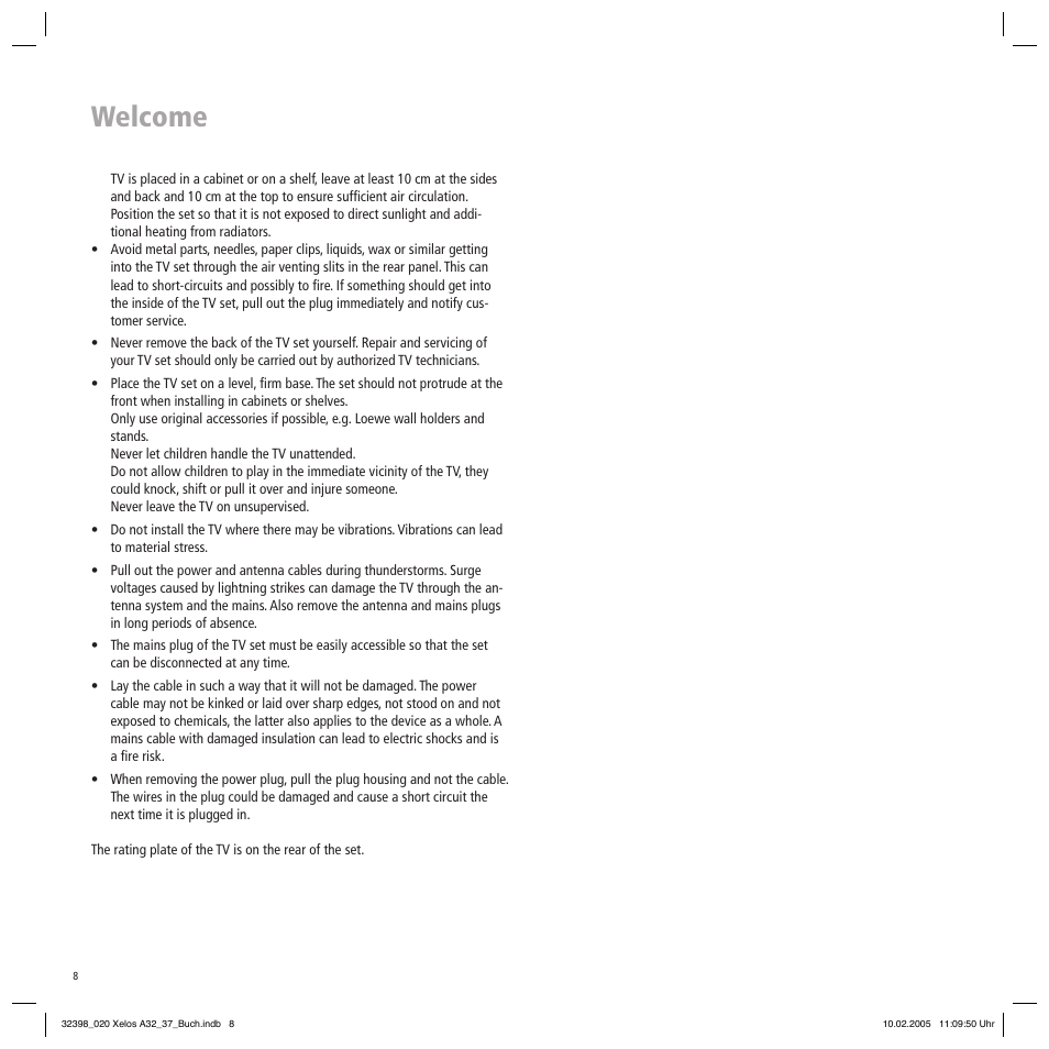 Welcome | Loewe Xelos A 37 User Manual | Page 8 / 34