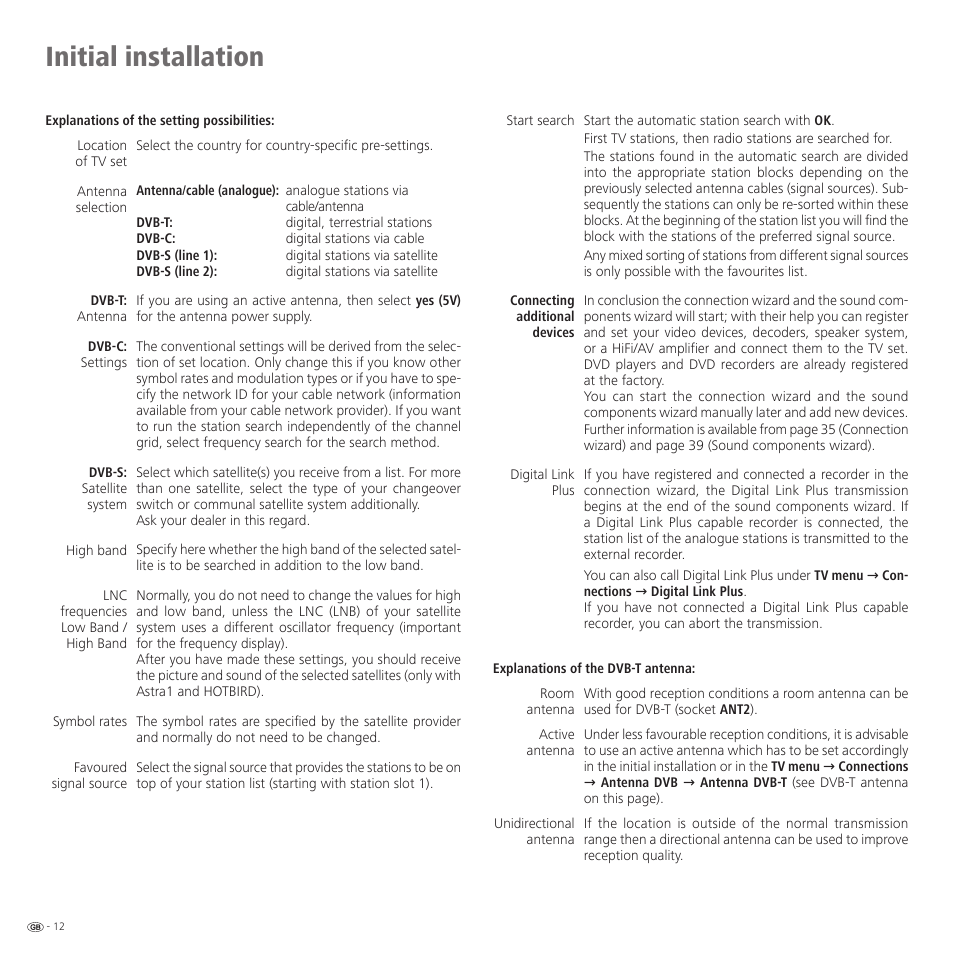 Initial installation | Loewe Spheros R 37Full-HD+ User Manual | Page 12 / 60