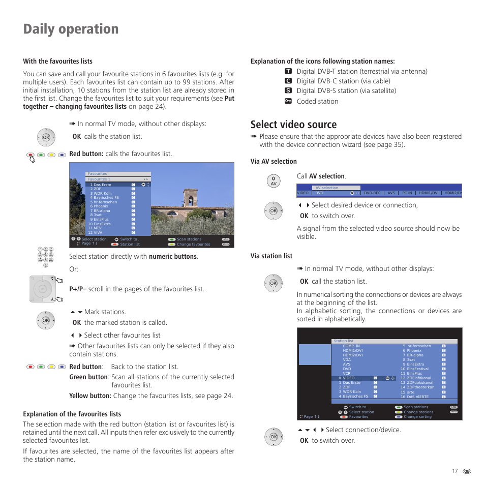 Daily operation, Select video source | Loewe Spheros R 37Full-HD+ User Manual | Page 17 / 60