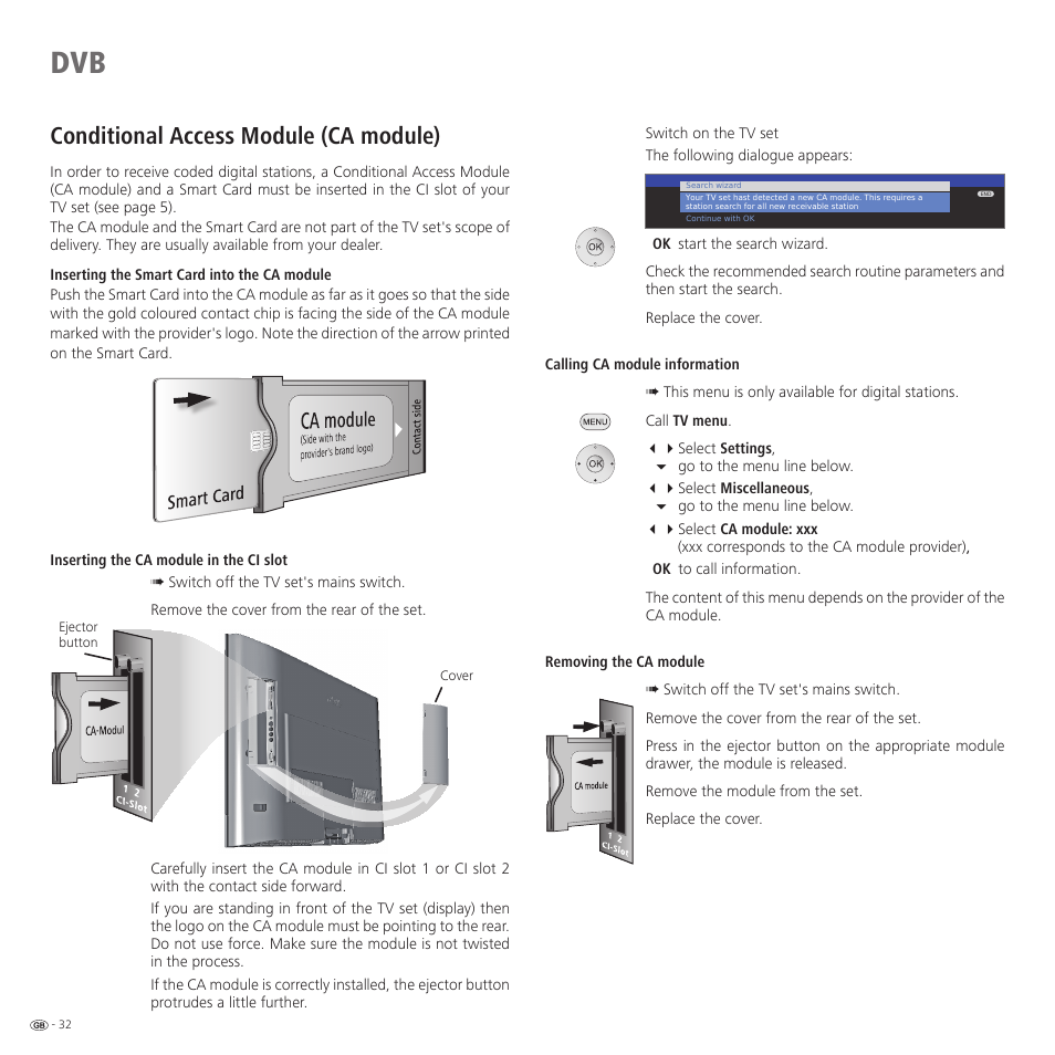 Conditional access module (ca module) | Loewe Spheros R 37Full-HD+ User Manual | Page 32 / 60