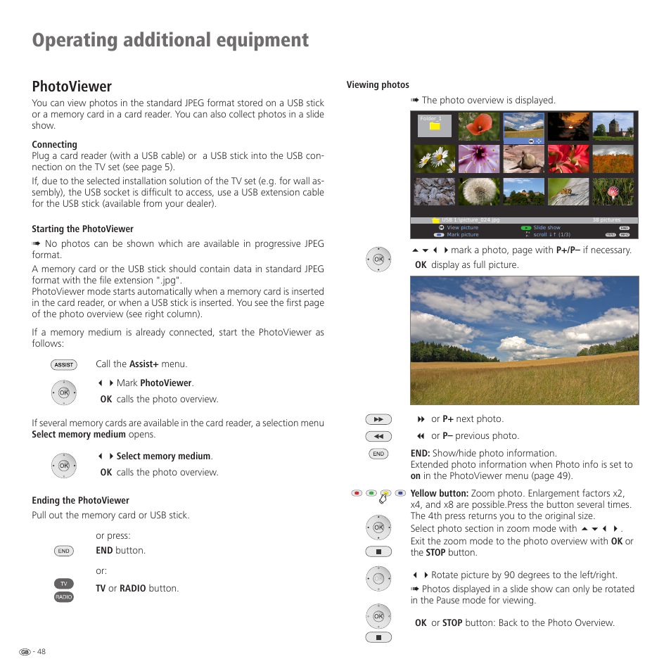 Operating additional equipment, Photoviewer | Loewe Spheros R 37Full-HD+ User Manual | Page 48 / 60