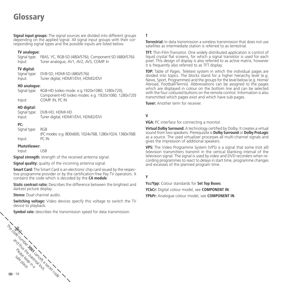 Glossary | Loewe Spheros R 37Full-HD+ User Manual | Page 58 / 60