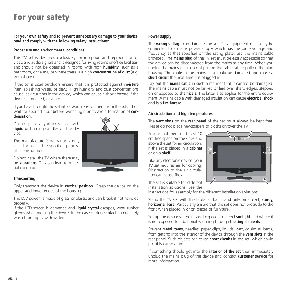 For your safety | Loewe Spheros R 37Full-HD+ User Manual | Page 8 / 60