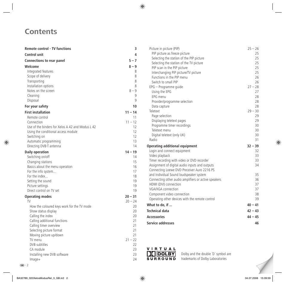 Loewe L 37 User Manual | Page 2 / 46