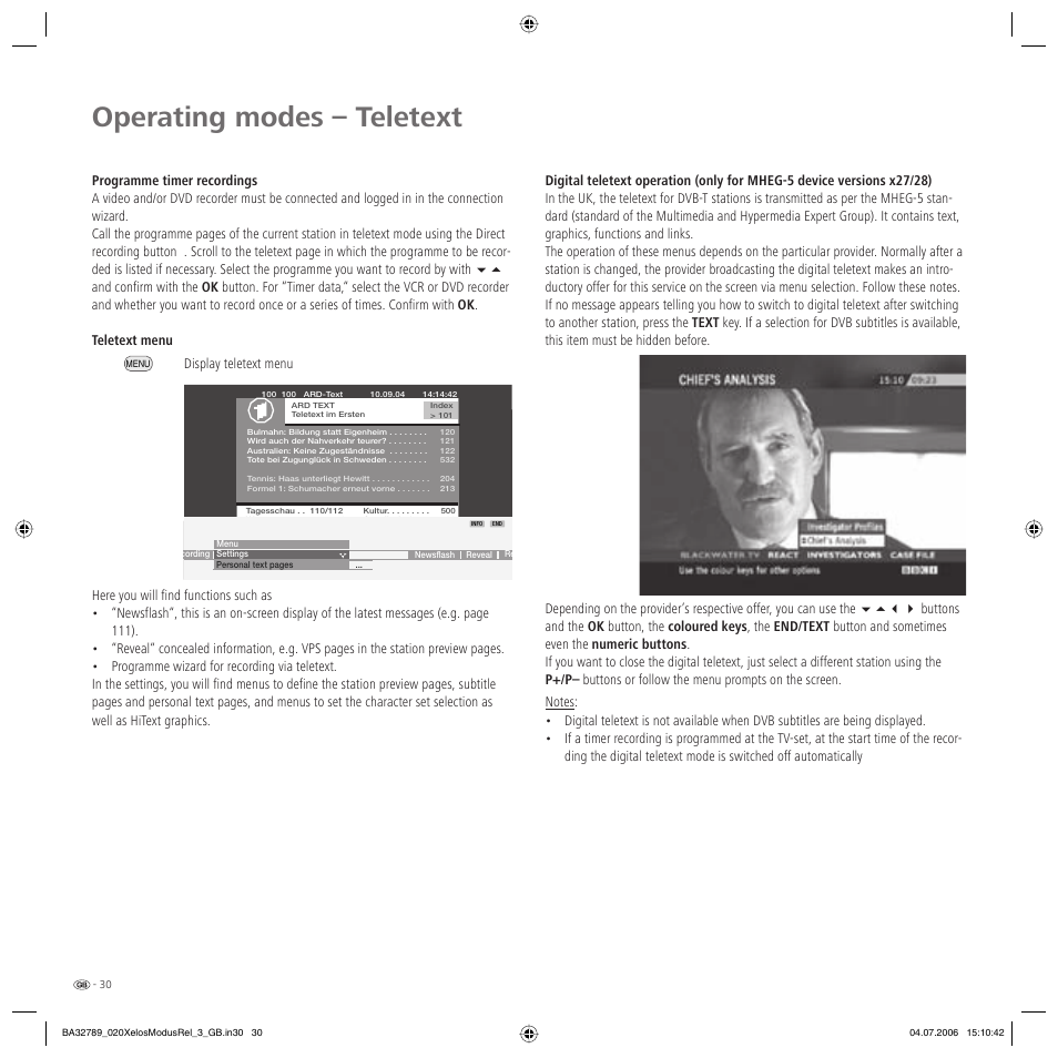 Operating modes – teletext | Loewe L 37 User Manual | Page 30 / 46
