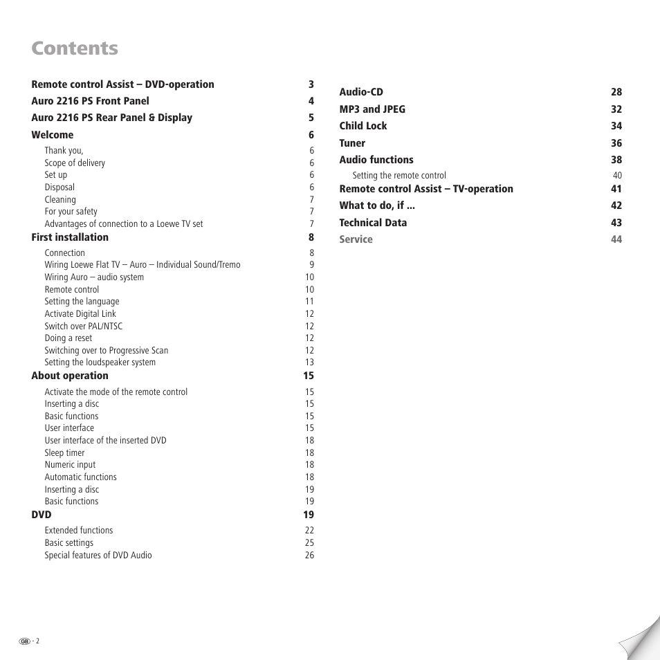 Loewe Auro 2216 PS User Manual | Page 2 / 44