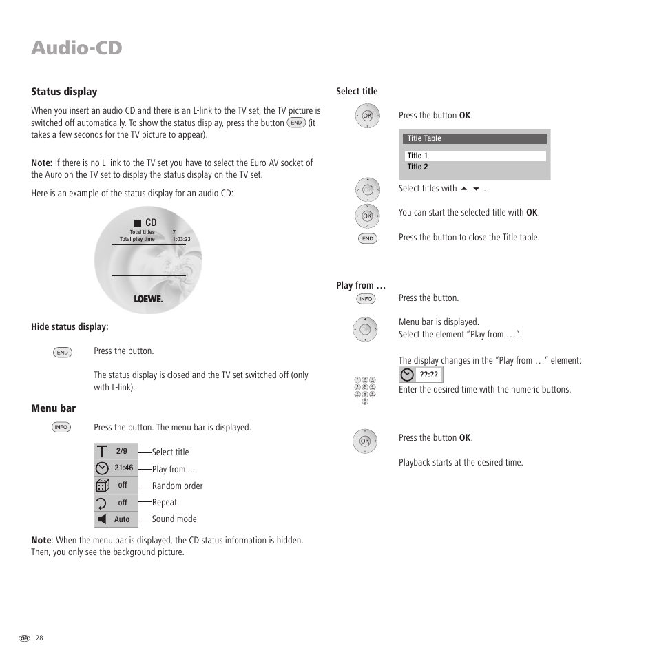 Audio-cd | Loewe Auro 2216 PS User Manual | Page 28 / 44