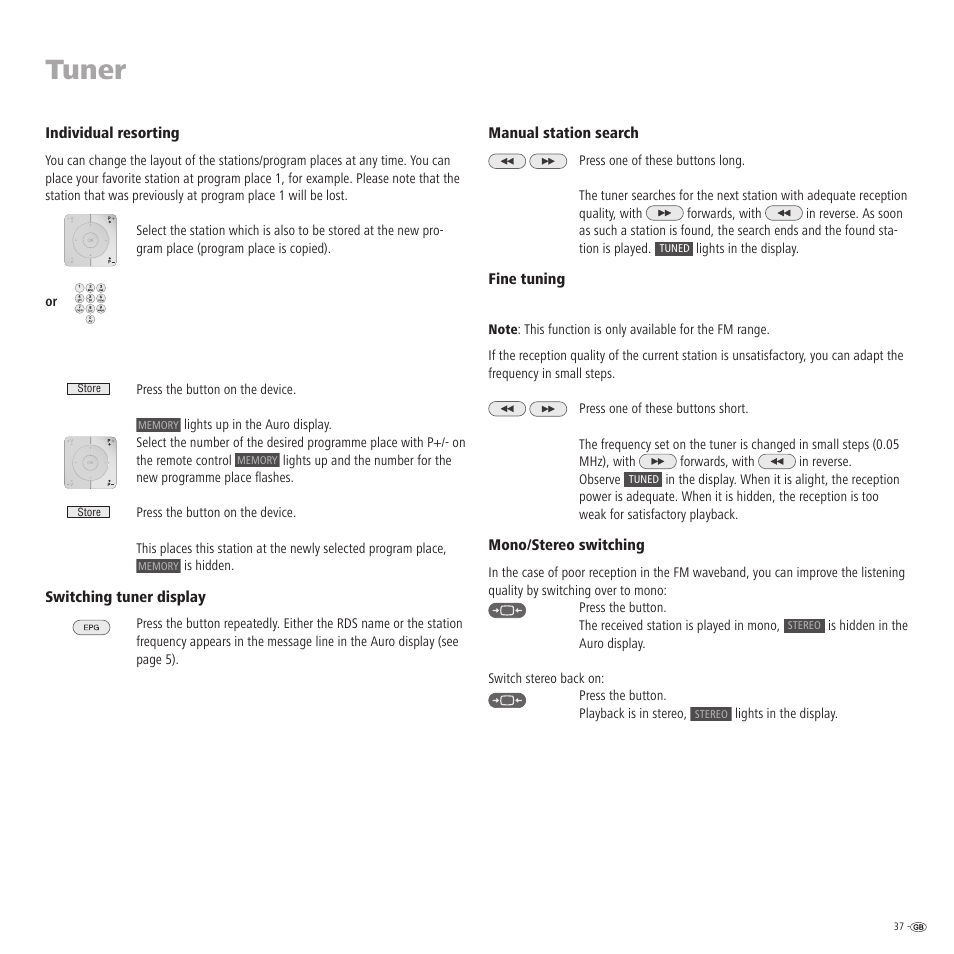 Tuner | Loewe Auro 2216 PS User Manual | Page 37 / 44