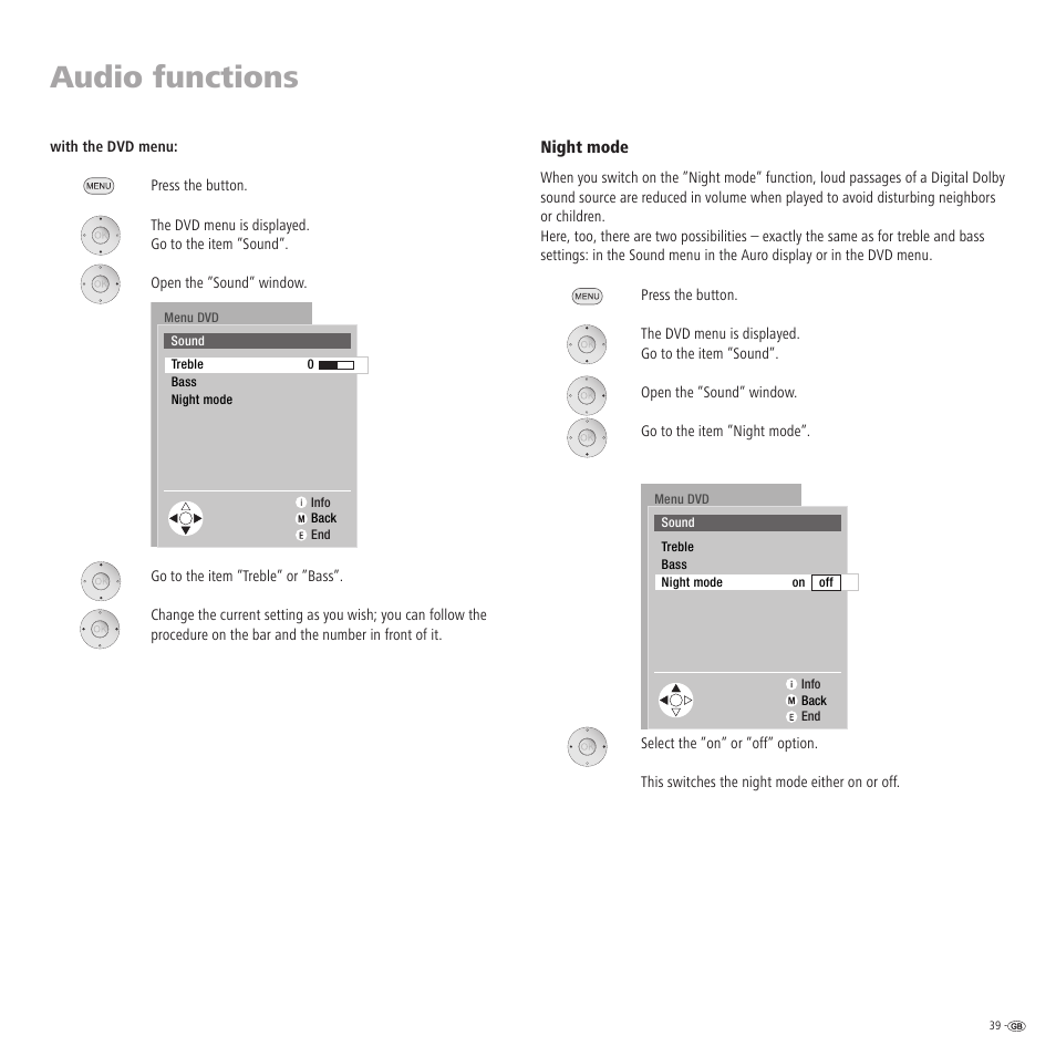 Audio functions | Loewe Auro 2216 PS User Manual | Page 39 / 44