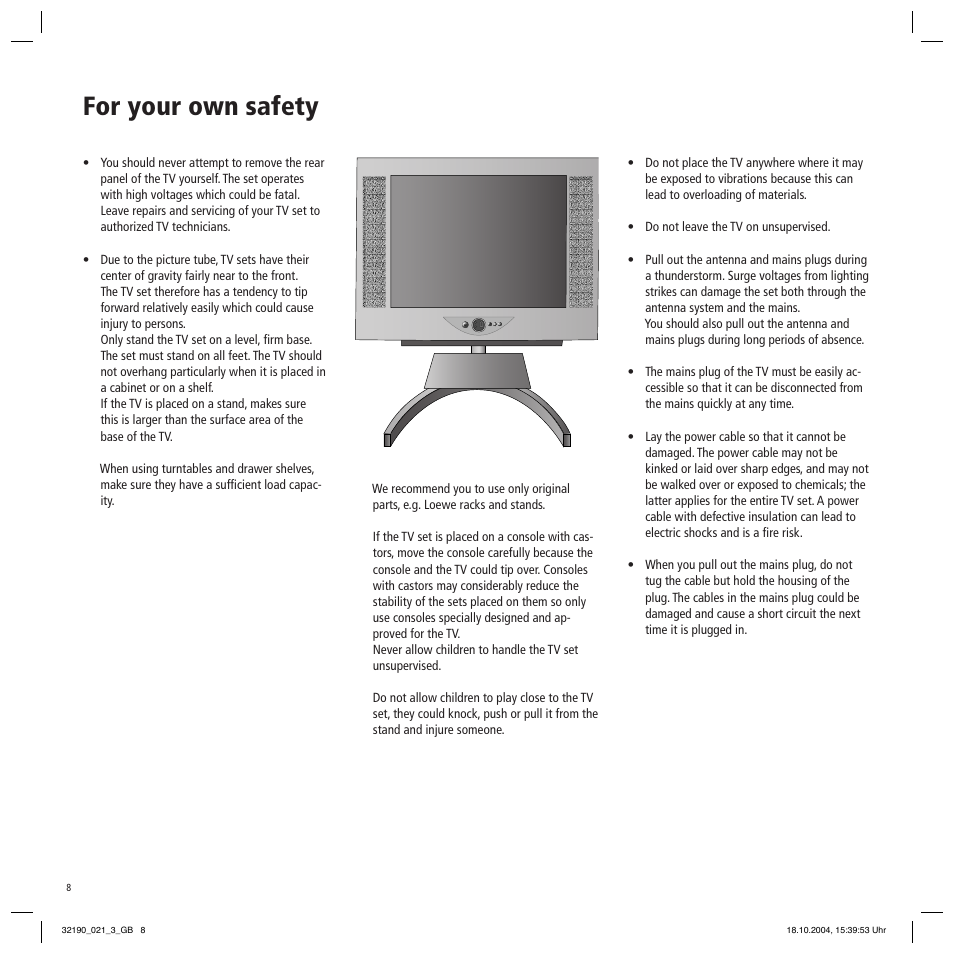 For your own safety | Loewe Aventos User Manual | Page 8 / 26