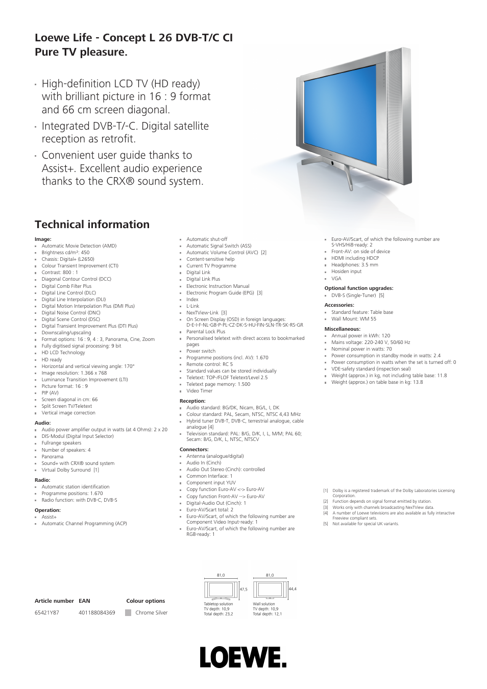 Loewe L 26 DVB-T/C CI User Manual | 1 page