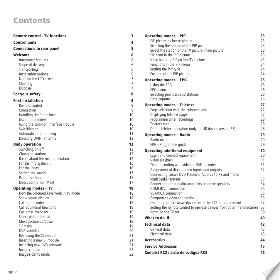 Loewe TV 23332507.020 User Manual | Page 2 / 50