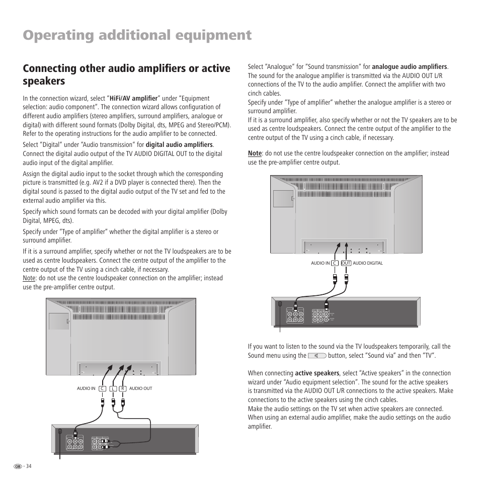 Operating additional equipment | Loewe TV 23332507.020 User Manual | Page 34 / 50