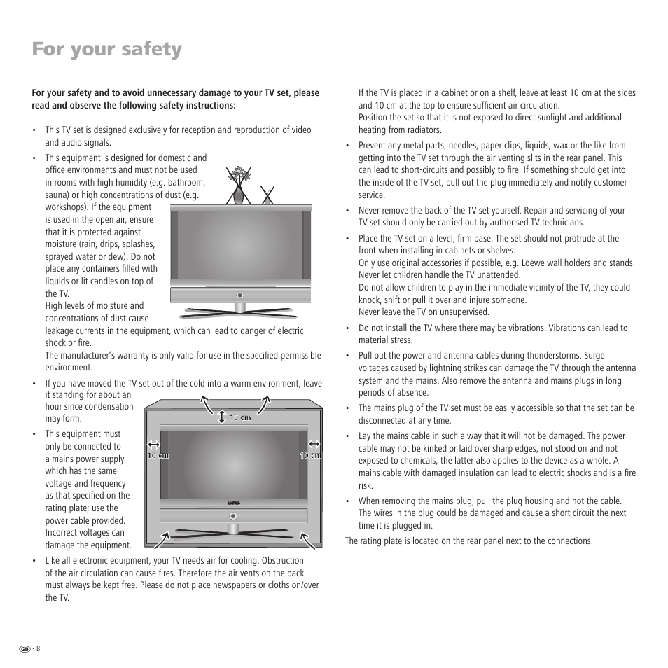 For your safety | Loewe TV 23332507.020 User Manual | Page 8 / 50