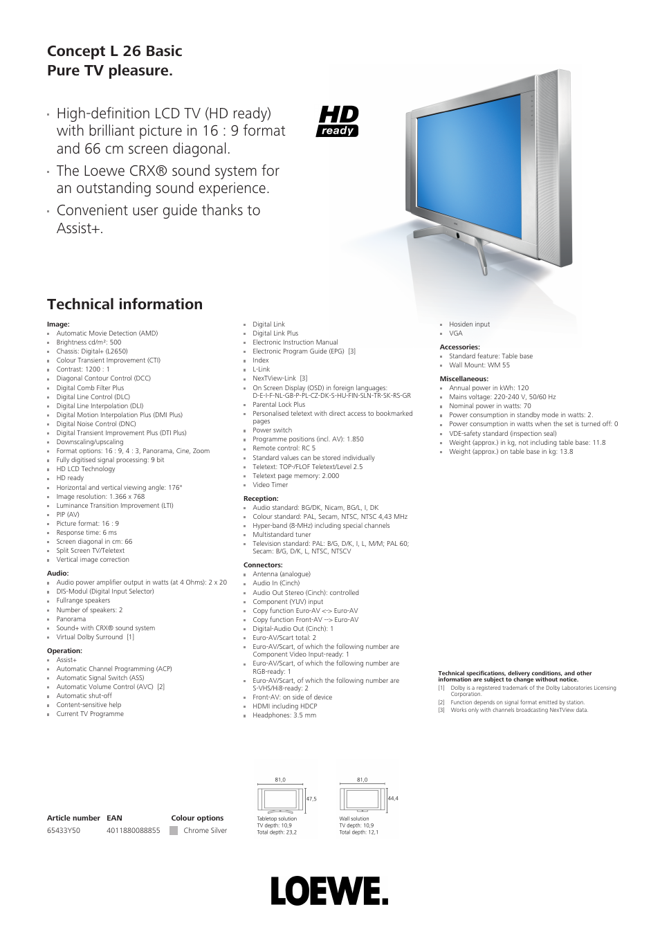 Loewe L 26 User Manual | 1 page