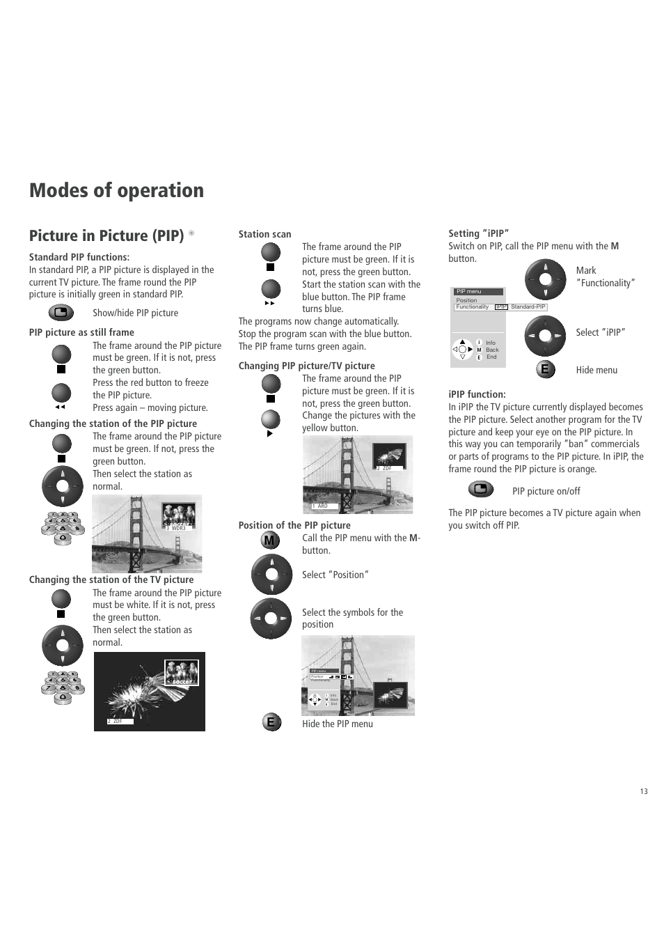 Modes of operation, Picture in picture (pip) | Loewe 3781 ZW User Manual | Page 13 / 26