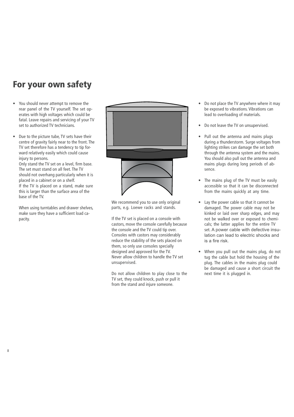 For your own safety | Loewe 3781 ZW User Manual | Page 8 / 26