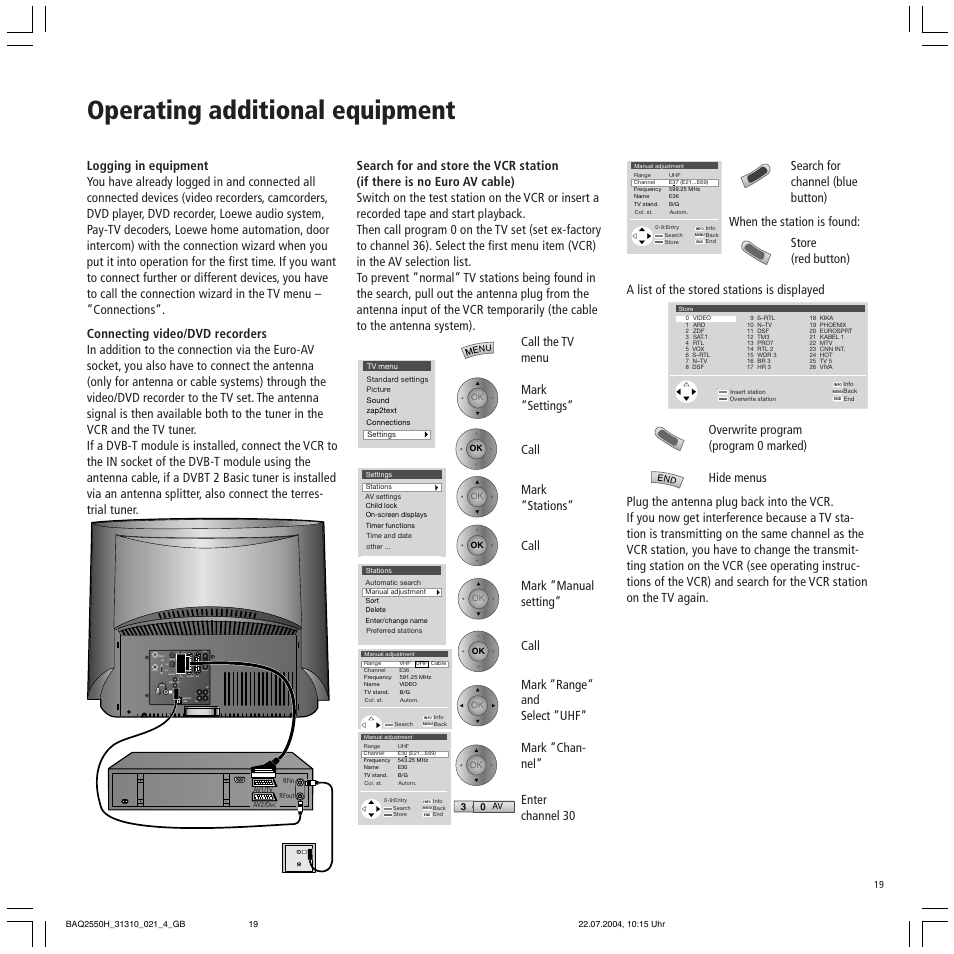 Operating additional equipment | Loewe TV 32 HD/DR+ User Manual | Page 19 / 34