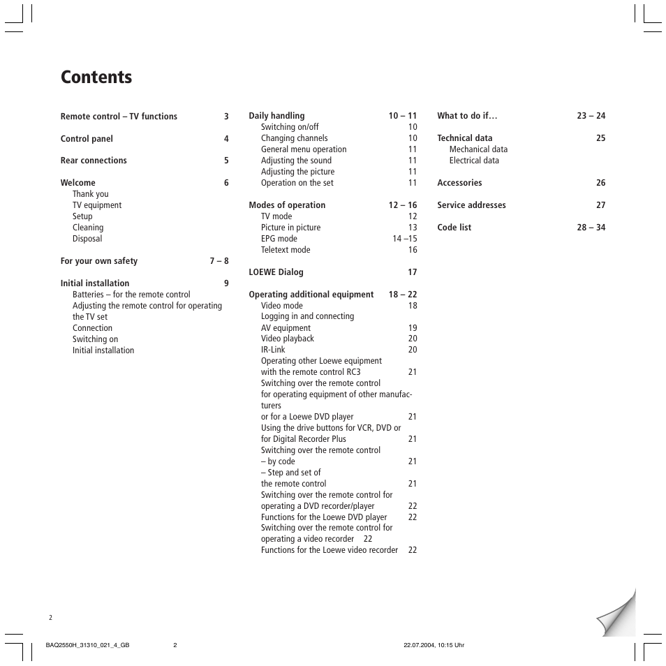Loewe TV 32 HD/DR+ User Manual | Page 2 / 34