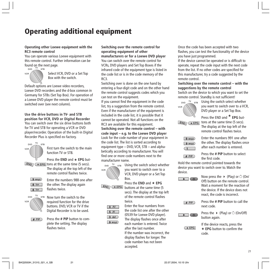 Operating additional equipment | Loewe TV 32 HD/DR+ User Manual | Page 21 / 34