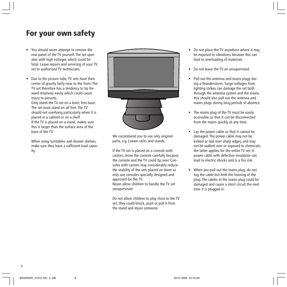 For your own safety | Loewe TV 32 HD/DR+ User Manual | Page 8 / 34