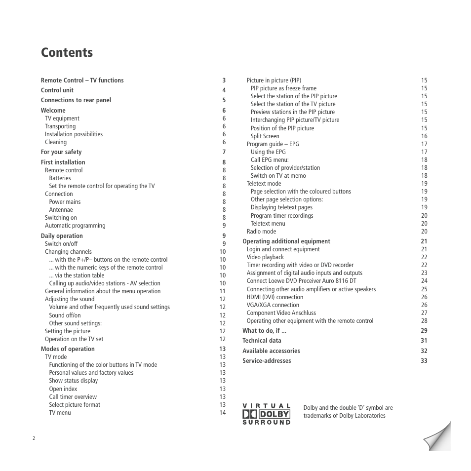 Loewe A 26 User Manual | Page 2 / 34