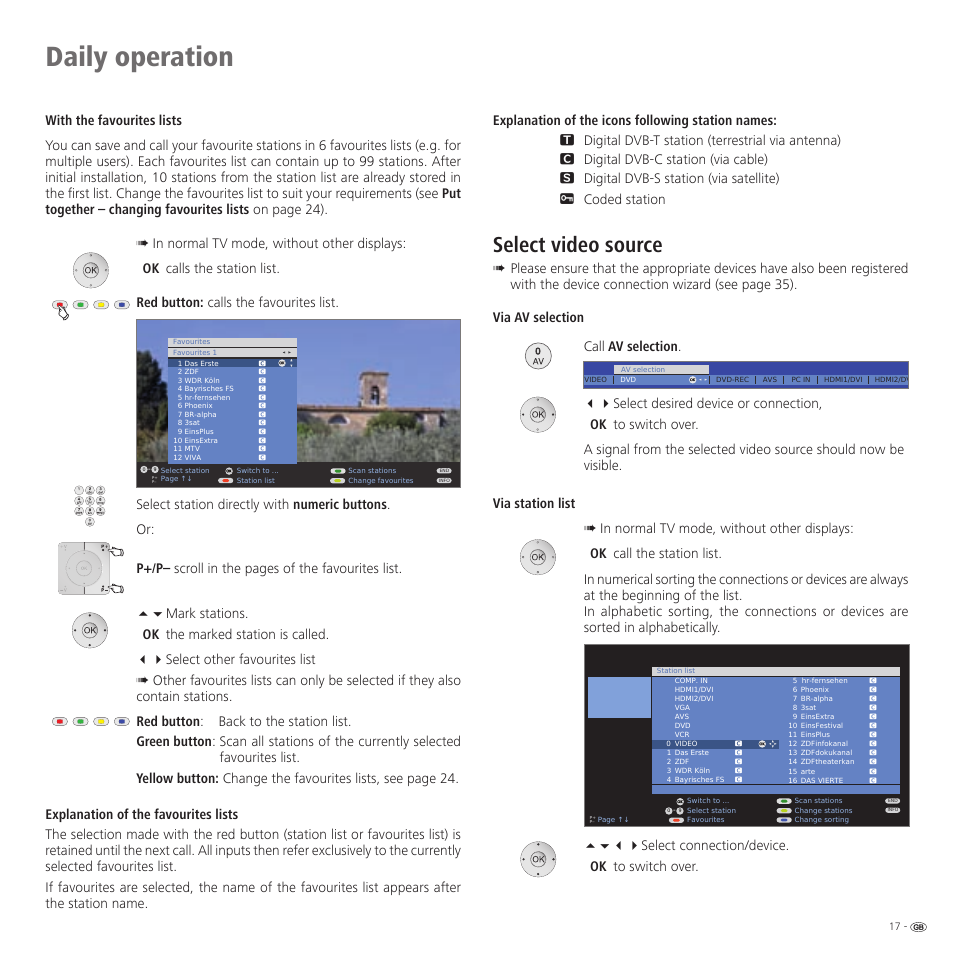 Daily operation, Select video source | Loewe 46 User Manual | Page 17 / 60