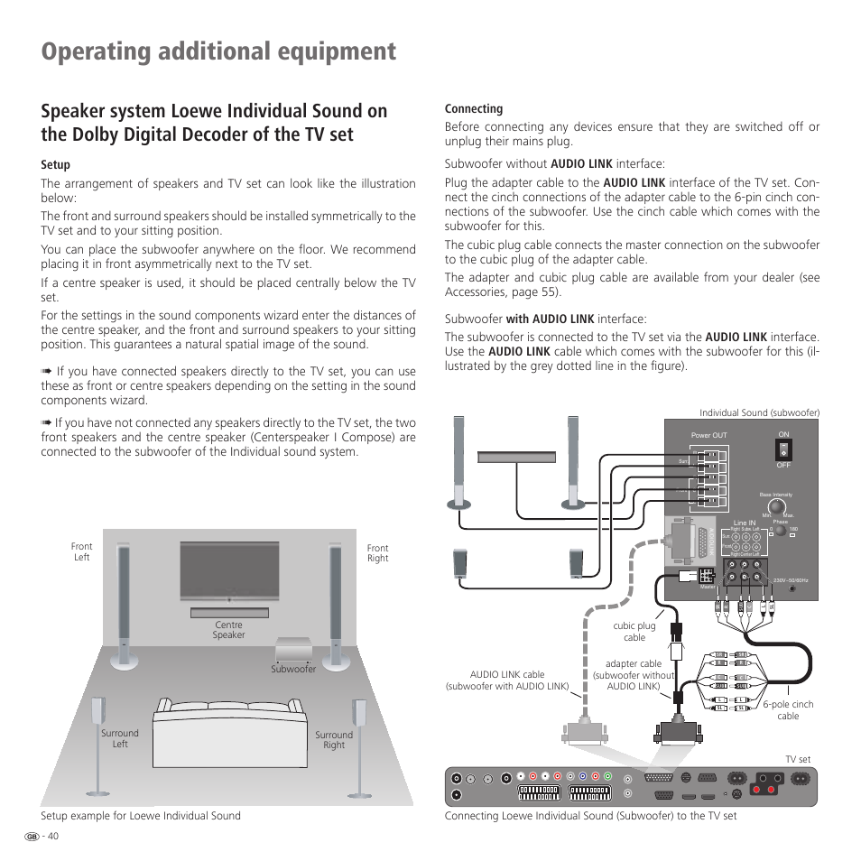 Operating additional equipment | Loewe 46 User Manual | Page 40 / 60