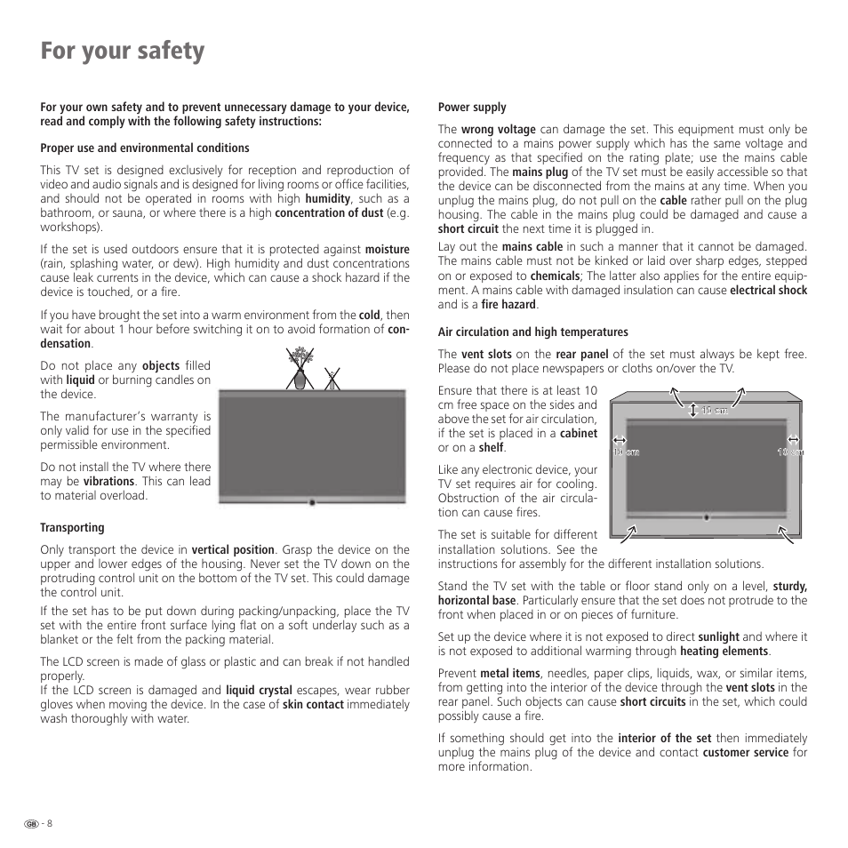 For your safety | Loewe 46 User Manual | Page 8 / 60