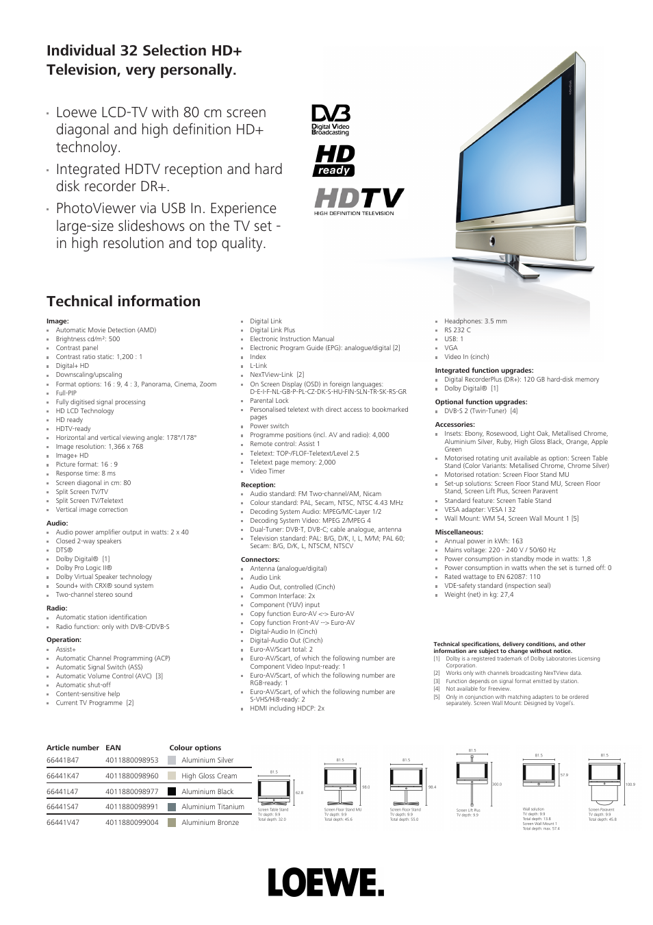 Loewe HDTV User Manual | 1 page