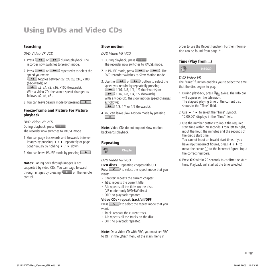 Using dvds and video cds | Loewe Centros 1202 User Manual | Page 31 / 70