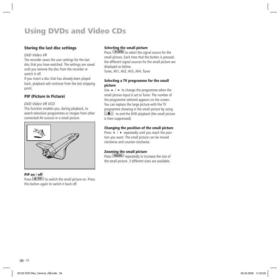 Using dvds and video cds | Loewe Centros 1202 User Manual | Page 34 / 70
