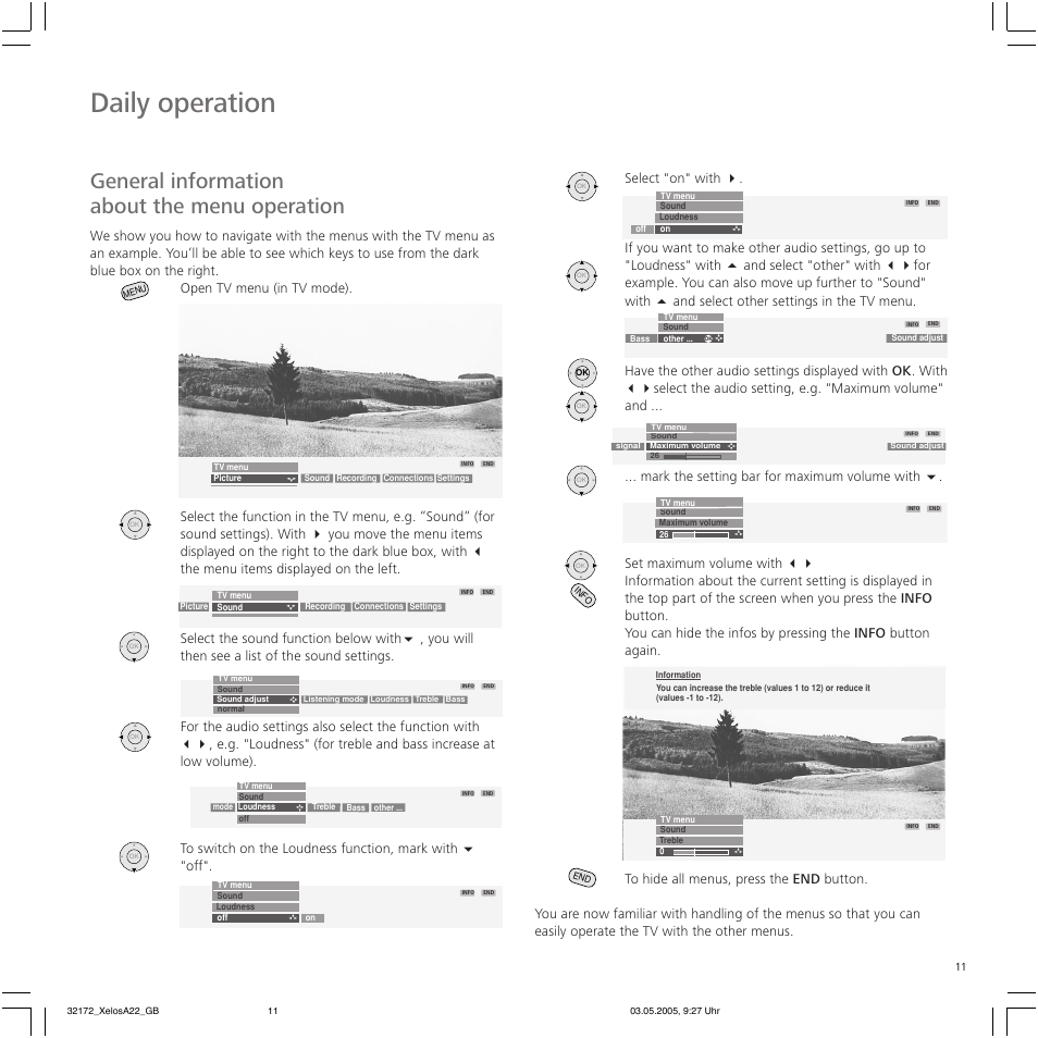Daily operation, General information about the menu operation | Loewe A 22 User Manual | Page 11 / 26