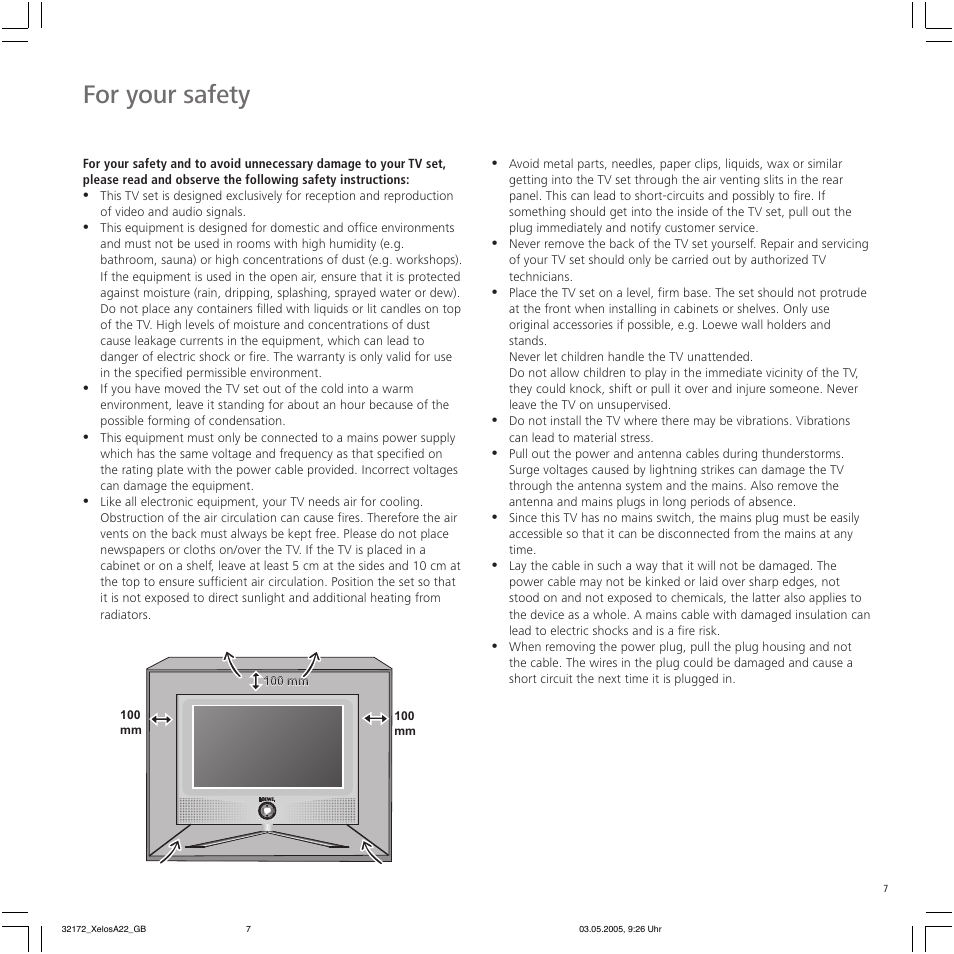 For your safety | Loewe A 22 User Manual | Page 7 / 26