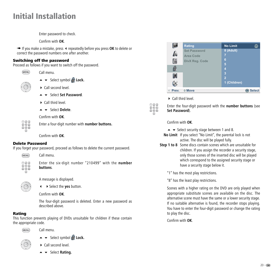 Initial installation | Loewe ViewVision DR+ User Manual | Page 23 / 66