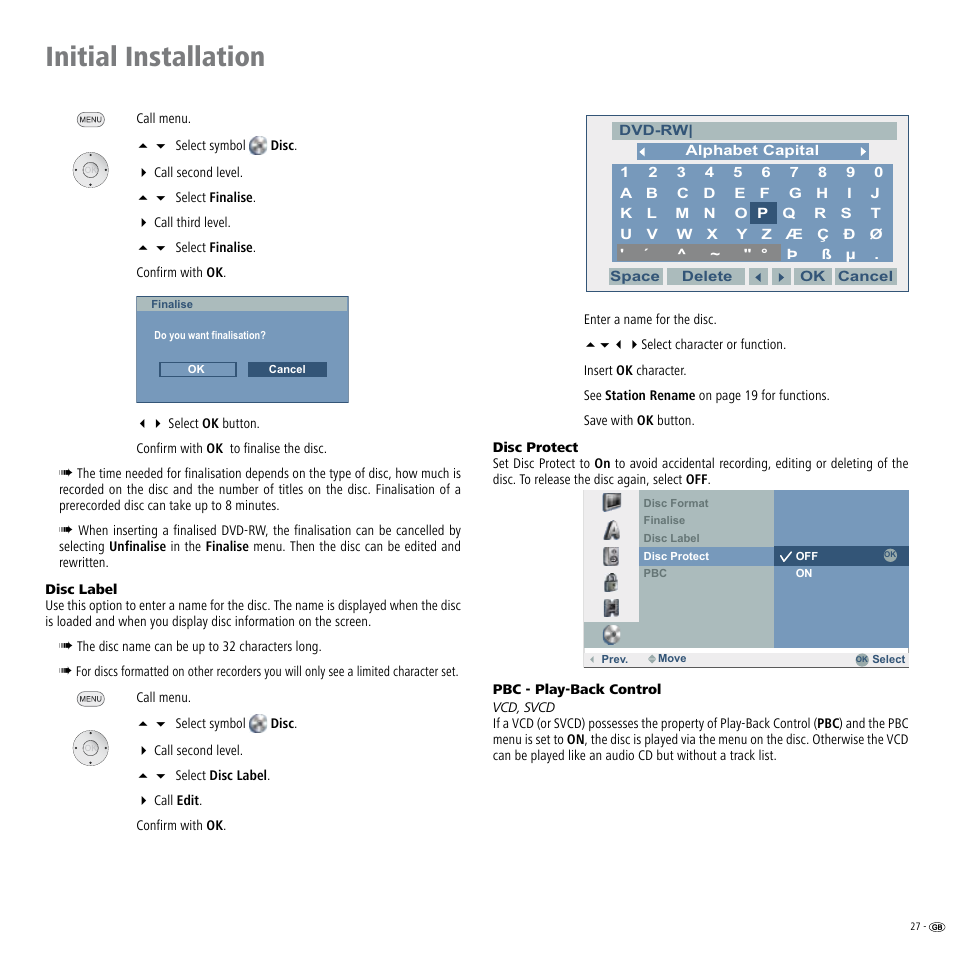 Initial installation | Loewe ViewVision DR+ User Manual | Page 27 / 66