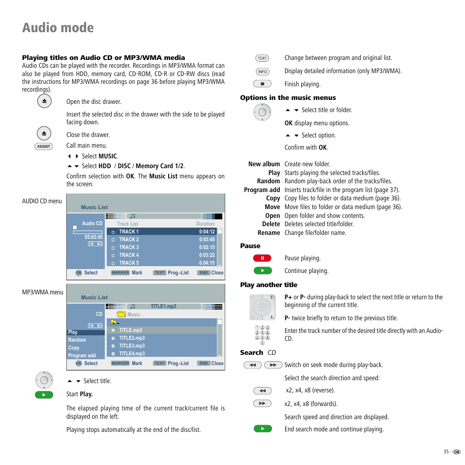 Audio mode | Loewe ViewVision DR+ User Manual | Page 35 / 66